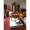 оптом роскошный деревянный золотой античный престол педикюрных стульев